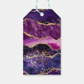 Étiquettes-cadeau Séquins d'or violet foncé Agate Anniversaire Merci (Dos)