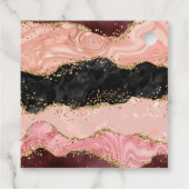 Étiquettes Cadeau Séquins noir et rose Agate Anniversaire Merci (Dos)