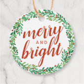 Étiquettes Cadeau Serre de Berry Vert Joyeux et brillant Noël (Devant)