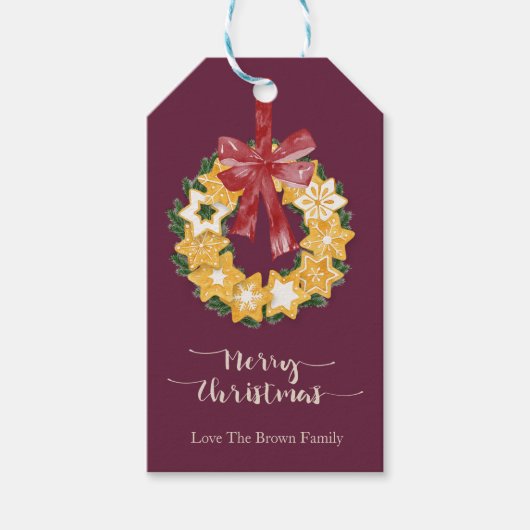 Étiquettes-cadeau Serre de biscuits de Noël avec Arrière - plan de p (Devant)