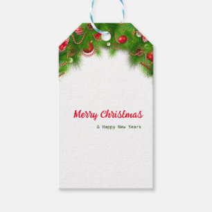 Étiquettes-cadeau Serre de Noël et ampoules rouges, et présente