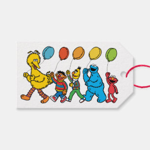 Étiquettes-cadeau Sesame Street Pals Balloons Joyeux Anniversaire De