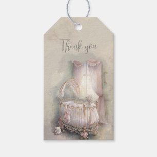 Étiquettes-cadeau Shabby Chic Blue bébé berceau Tags cadeaux