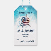Étiquettes-cadeau Shark Jawsome Merci fête d'anniversaire Favoriser (Devant)