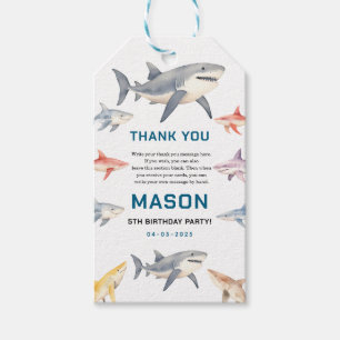 Étiquettes-cadeau Shark Splash 5e anniversaire Enfants mignons de