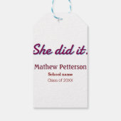 Étiquettes-cadeau She did it simple black classy modern graduation (Dos)