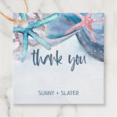 Étiquettes Cadeau Shellabration | Étoile de mer coquillages Merci (Devant)