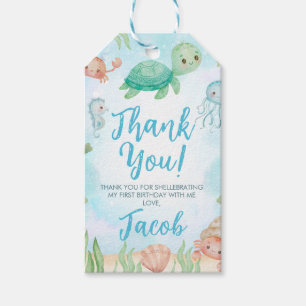 Étiquettes-cadeau Shellebrate Sea Turtle Under Sea Birthday