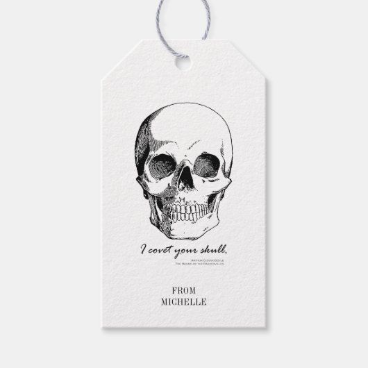 Étiquettes-cadeau Sherlock Citation I Covet Your Skull Gothic Cadeau (Devant)