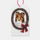 Étiquettes-cadeau Shetland Sheepdog - couronne de Noël (Dos)