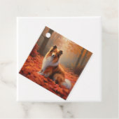 Étiquettes Cadeau Shetland Sheepdog en automne Feuilles automne Insp (En situation)