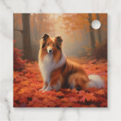 Étiquettes Cadeau Shetland Sheepdog en automne Feuilles automne Insp (Dos)