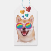 Étiquettes-cadeau Shiba Inu Chien avec Coeurs Saint Valentin (Dos)