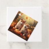Étiquettes Cadeau Shiba Inu Chiot Automne Citrouille de plaisir (En situation)