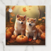 Étiquettes Cadeau Shiba Inu Chiot Automne Citrouille de plaisir (Devant)