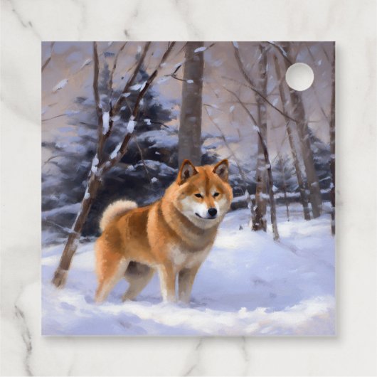 Étiquettes Cadeau Shiba Inu Laissez Neige Noël (Dos)