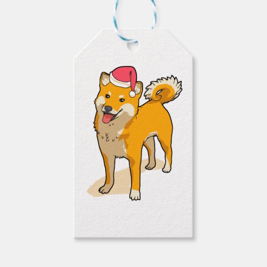 Étiquettes-cadeau Shiba Inu Santa Claus Chien Noël (Devant)