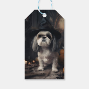 Étiquettes-cadeau Shih Tzu Citrouilles Halloween effrayant
