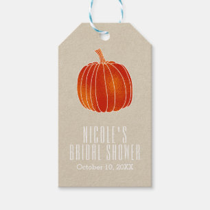 Étiquettes-cadeau Shiny Orange Automne Citrouille Rustic Kraft Favor