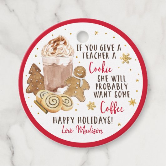Étiquettes Cadeau Si Vous Donnez Un Café D'Hiver À Un Enseignant (Devant)