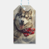 Étiquettes-cadeau Sibérie Husky Chien Festif de Noël (Dos)