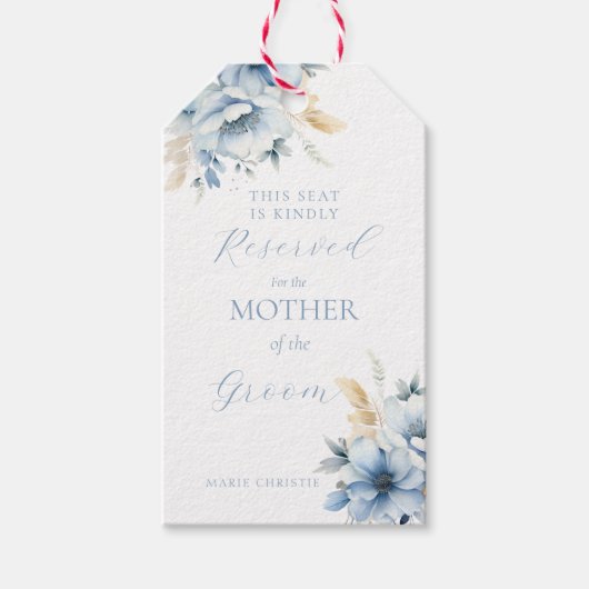 Étiquettes-cadeau Siège Dusty Blue Réservé à la mère de Groom (Devant)