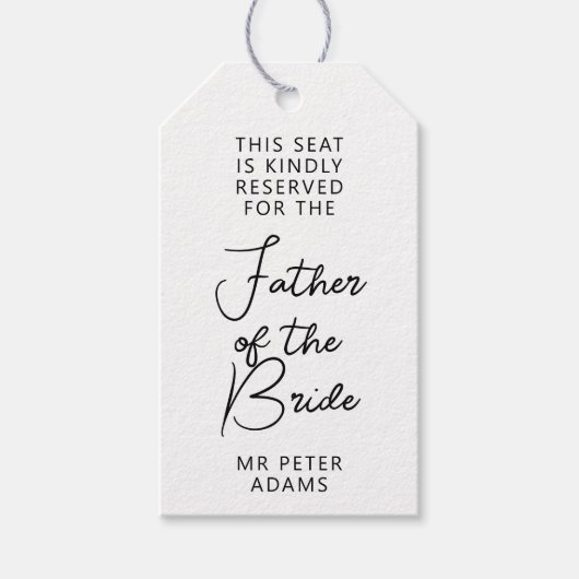 Étiquettes-cadeau Siège réservé au père de la mariée Noir Blanc (Devant)