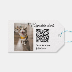 Étiquettes-cadeau Signature boisson scanner QR code ajouter le nom d