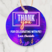 Étiquettes Cadeau SIGNE NEON Glow Karaoke Anniversaire Merci de fête (Devant)