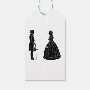 Étiquettes-cadeau silhouette d'abraham lincoln mary todd lincoln