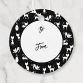 Étiquettes Cadeau Silhouette de chat noir et blanc (Devant)