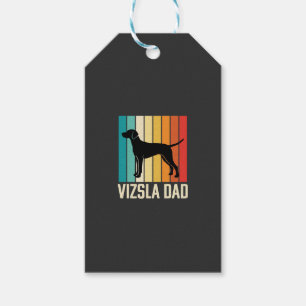 Étiquettes-cadeau Silhouette de chien papa Vizsla rétro