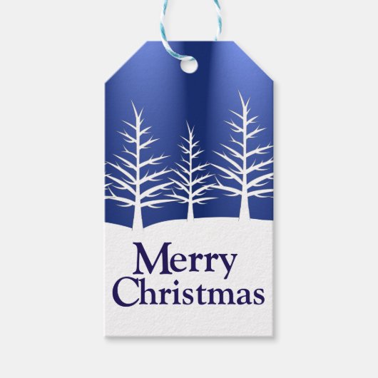 Étiquettes-cadeau Silhouettes d'arbre blanc (Devant)