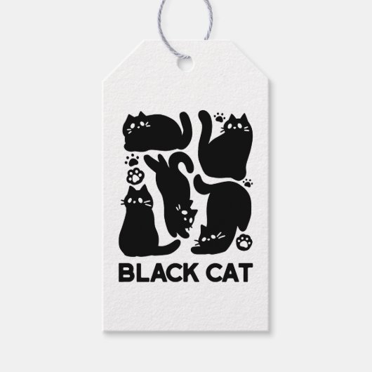Étiquettes-cadeau Silhouettes de chat noir - Design Feline mignon (Devant)