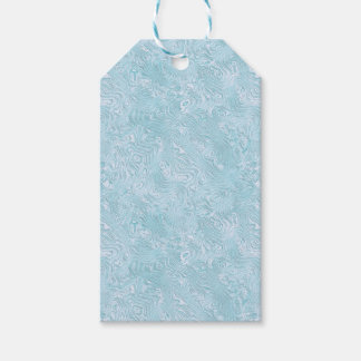 Étiquettes-cadeau Silk Moire Small Pattern in Bright Aqua