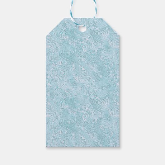 Étiquettes-cadeau Silk Moire Small Pattern in Bright Aqua (Devant)