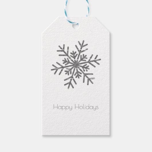 Étiquettes-cadeau Silver Crinkle hiver Wonderland Snowflake élégant (Devant)