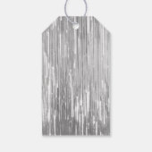 Étiquettes-cadeau Silver Glam Glitzy Tinsel Stripes (Dos)