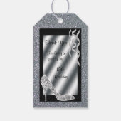 Étiquettes-cadeau Silver Glittery Stiletto & Streamers 18e anniversa (Dos)
