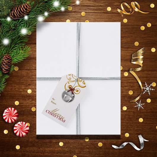 Étiquettes-cadeau Silver Jingle Bell Joyeux Noël