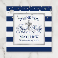Silver Navy Blue Stripes Premier Saint Communion G