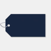 Étiquettes-cadeau Silver & Navy Elegant Script Salue Event Party (Dos (Horizontal))