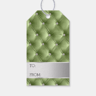 Étiquettes-cadeau Silver Sage Green Verre de luxe Velvet Noël