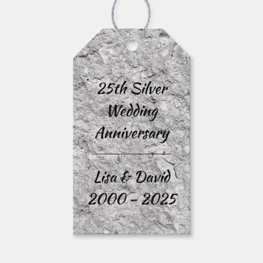 Étiquettes-cadeau Silver Stone 25th Silver Wedding Anniversary (Devant)