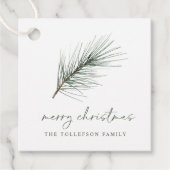 Étiquettes Cadeau Simple À feuillage persistant Branche Neutre Noël (Devant)