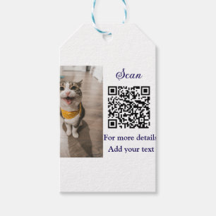 Étiquettes-cadeau Simple animal name details QR code add text photo