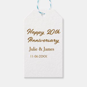 Étiquettes-cadeau simple anniversaire 20 ans nom datsimple marron do
