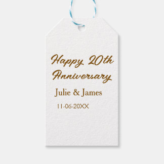 Étiquettes-cadeau simple anniversaire 20 ans nom datsimple marron do