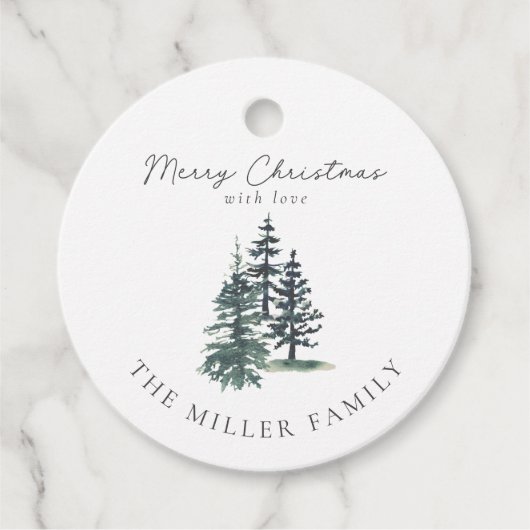 Étiquettes Cadeau Simple arbre de Noël élégant | Pin (Devant)