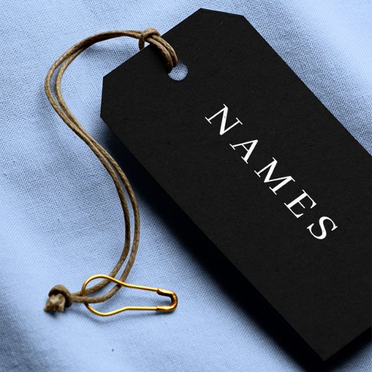 Étiquettes-cadeau Simple Black Custom Ajouter Votre Nom Élégant